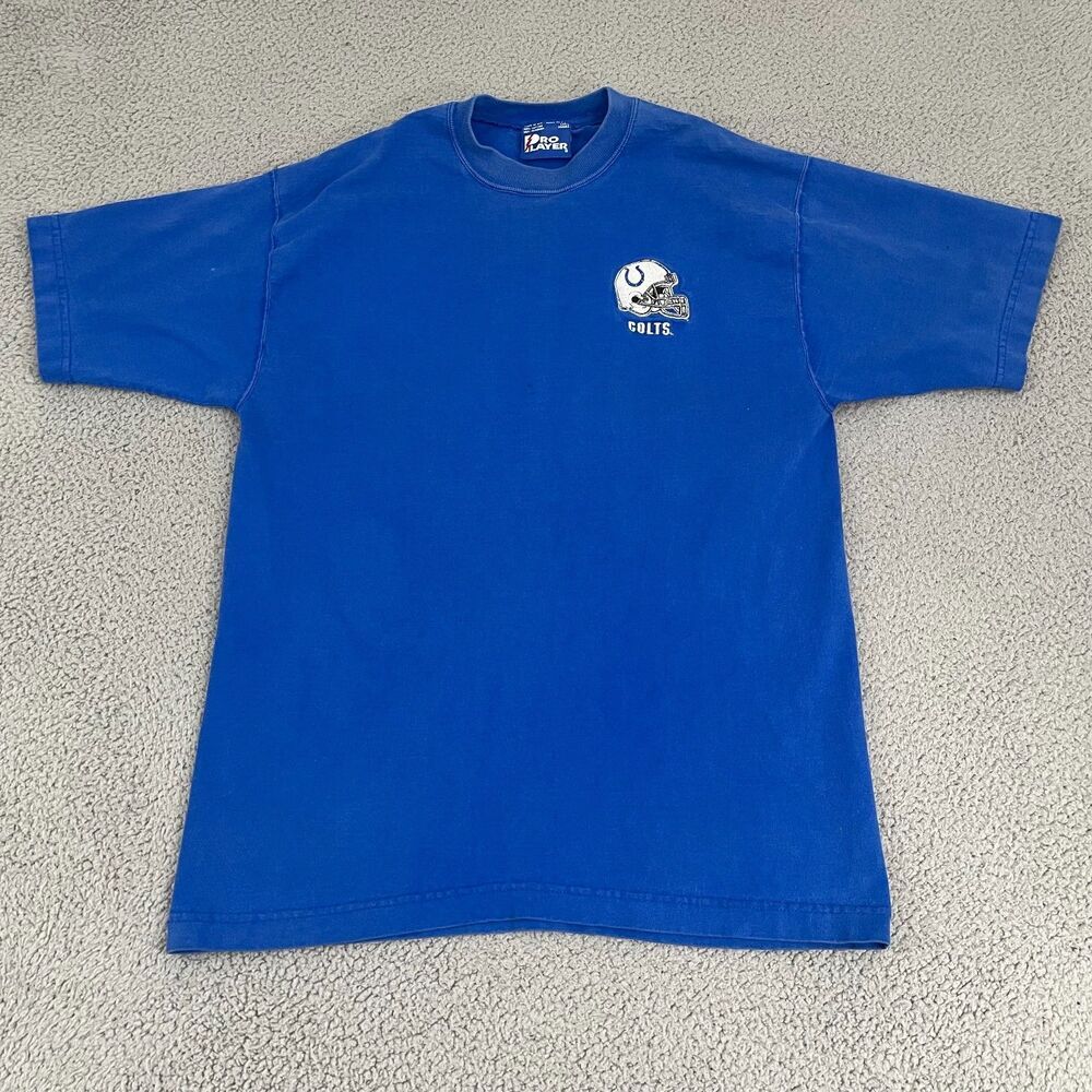 VTG Indianapolis Colts Shirt Adult L Blue Pro Player‎ Short Sleeve NFL Tee
